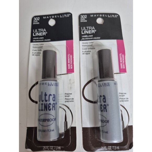 2 Maybelline Ultra Liner Liquid Eyeliner Waterproof #302 Dark Brown NEW! - Picture 3 of 6
